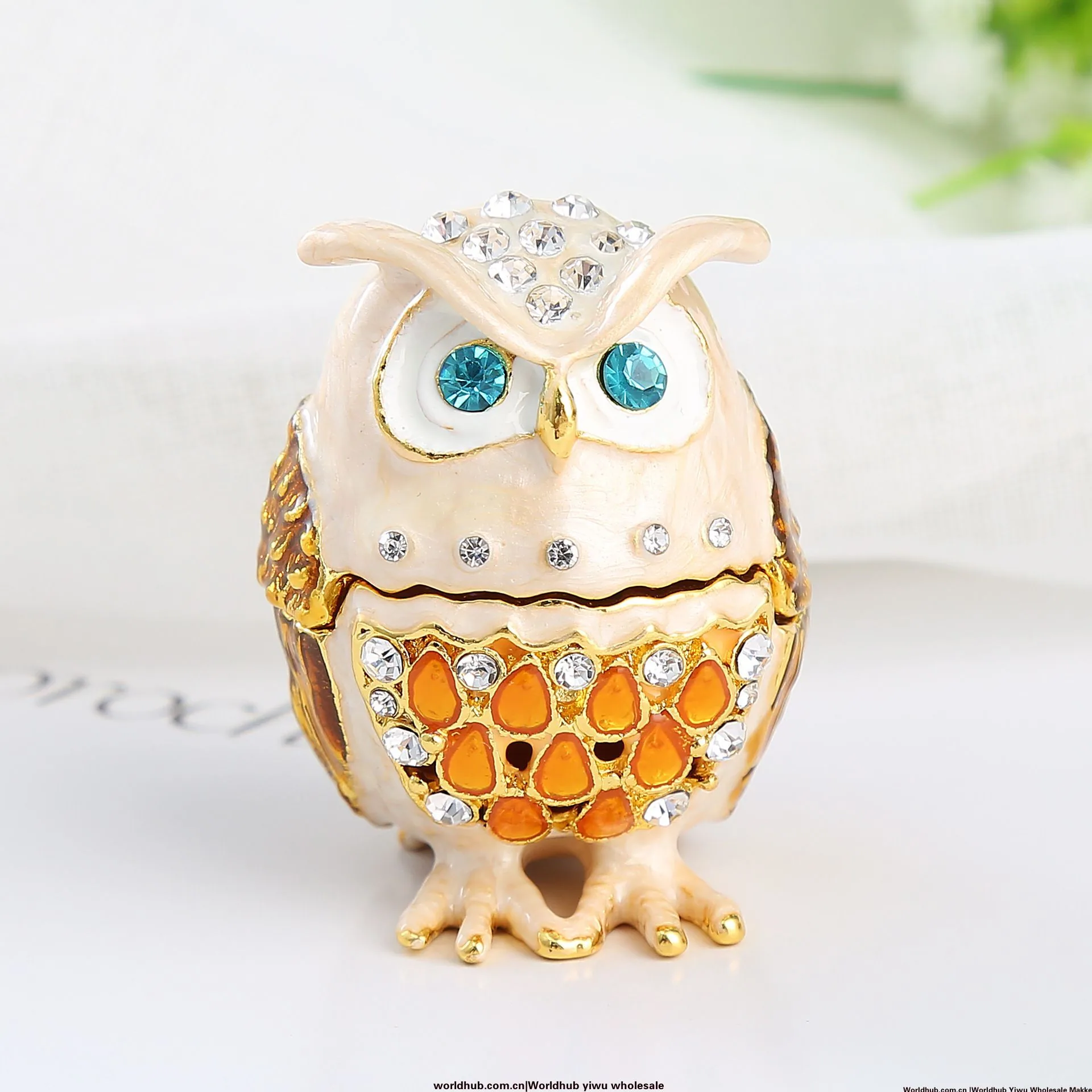 Cute owl enamel colored diamond home living room ornaments animal type metal crafts jewelry storage ornaments 2