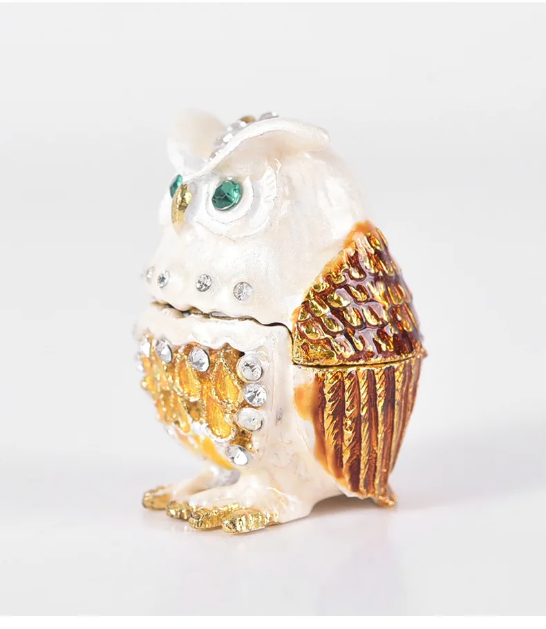 Cute owl enamel colored diamond home living room ornaments animal type metal crafts jewelry storage ornaments 13