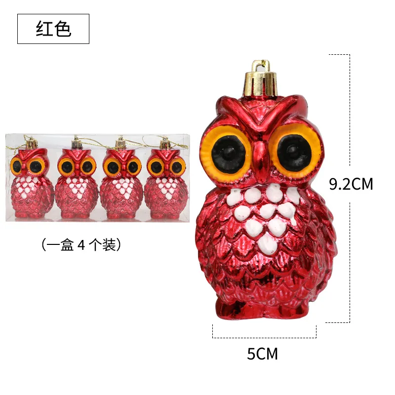 Cross-border wholesale Christmas decoration owl pendant Christmas electroplated plastic ball ornament atmosphere decoration prop 3