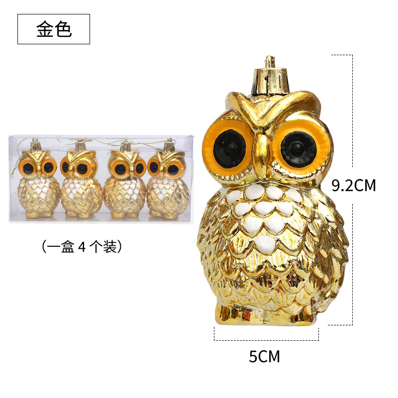 Cross-border wholesale Christmas decoration owl pendant Christmas electroplated plastic ball ornament atmosphere decoration p