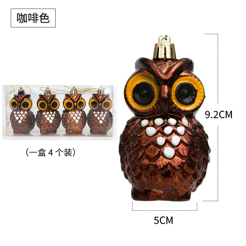 Cross-border wholesale Christmas decoration owl pendant Christmas electroplated plastic ball ornament atmosphere decoration prop 4