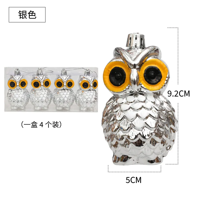 Cross-border wholesale Christmas decoration owl pendant Christmas electroplated plastic ball ornament atmosphere decoration prop 2