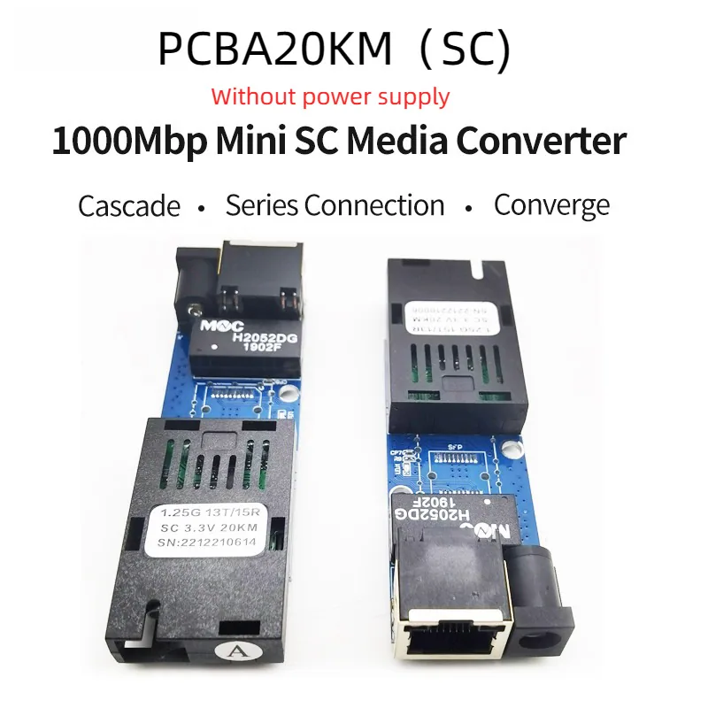 Mini Fiber Optic Transceiver Single Mode 1 Optical 1 Electric SC Port 20KM Gigabit Carrier Grade Optoelectronic Converter Europe