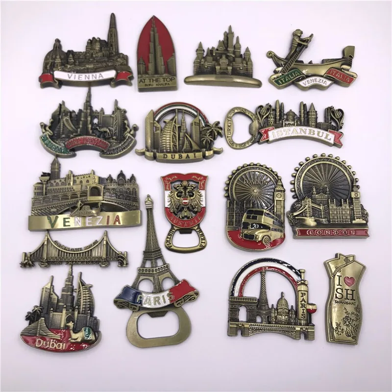 Metall-Kühlschrankmagnet-Methode, USA, Großbritannien, Italien, Malaysia, Dubai, Belgien, berühmte Sehenswürdigkeiten, dreidimensionaler Magnet 4