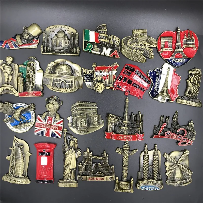 Metall-Kühlschrankmagnet-Methode, USA, Großbritannien, Italien, Malaysia, Dubai, Belgien, berühmte Sehenswürdigkeiten, dreidimensionaler Magnet 16