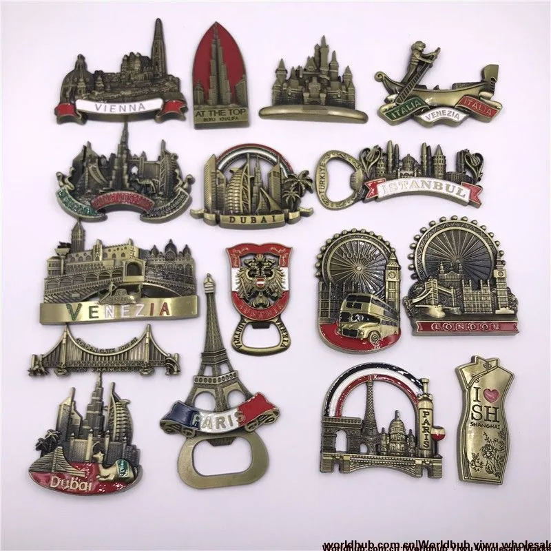 Metal fridge magnet method, United States, Britain, Italy, Malaysia, Dubai, Belgium, famous attractions, three-dimensional magne