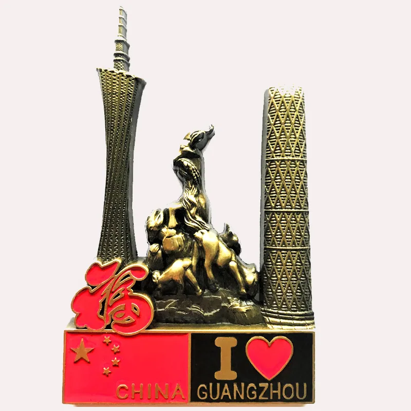 Zinc alloy corkscrew canton tower tourist souvenir foil embossed metal refrigerator magnet magnetic sticker gift gift 27