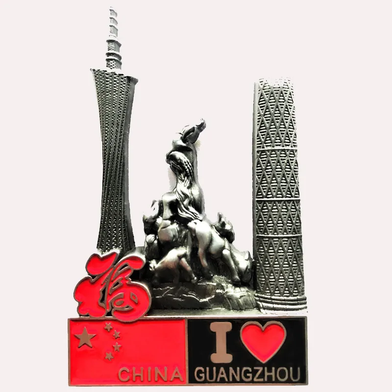Zinc alloy corkscrew canton tower tourist souvenir foil embossed metal refrigerator magnet magnetic sticker gift gift 25