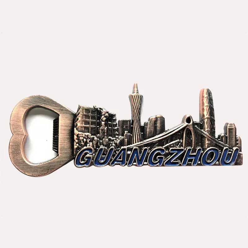 Zinc alloy corkscrew canton tower tourist souvenir foil embossed metal refrigerator magnet magnetic sticker gift gift 7