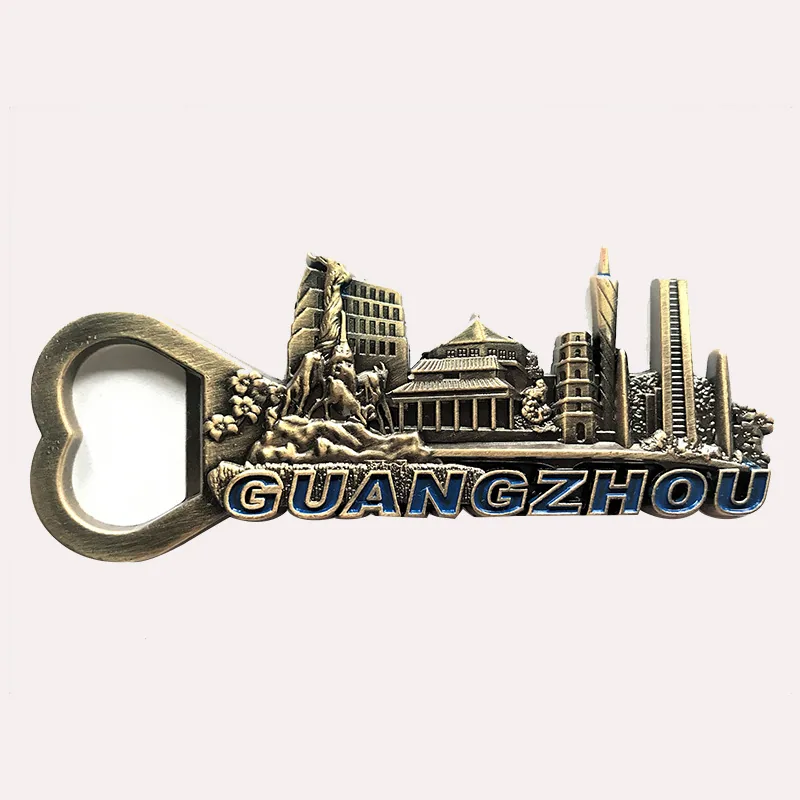 Zinc alloy corkscrew canton tower tourist souvenir foil embossed metal refrigerator magnet magnetic sticker gift gift 6