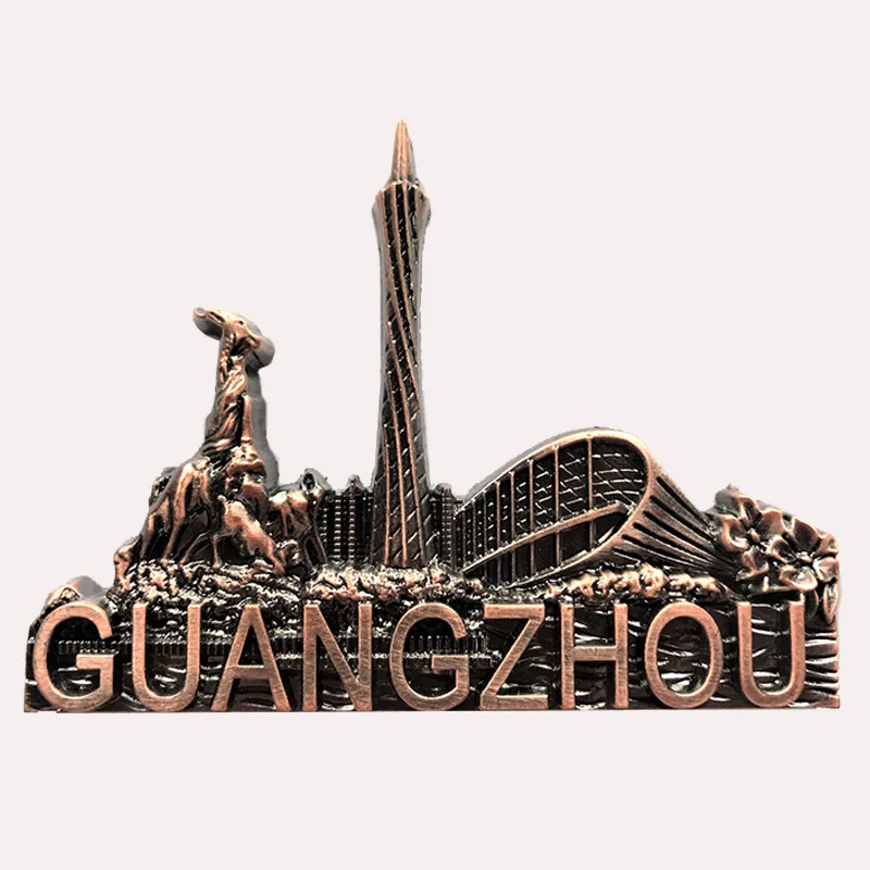 Zinc alloy corkscrew canton tower tourist souvenir foil embossed metal refrigerator magnet magnetic sticker gift gift 10