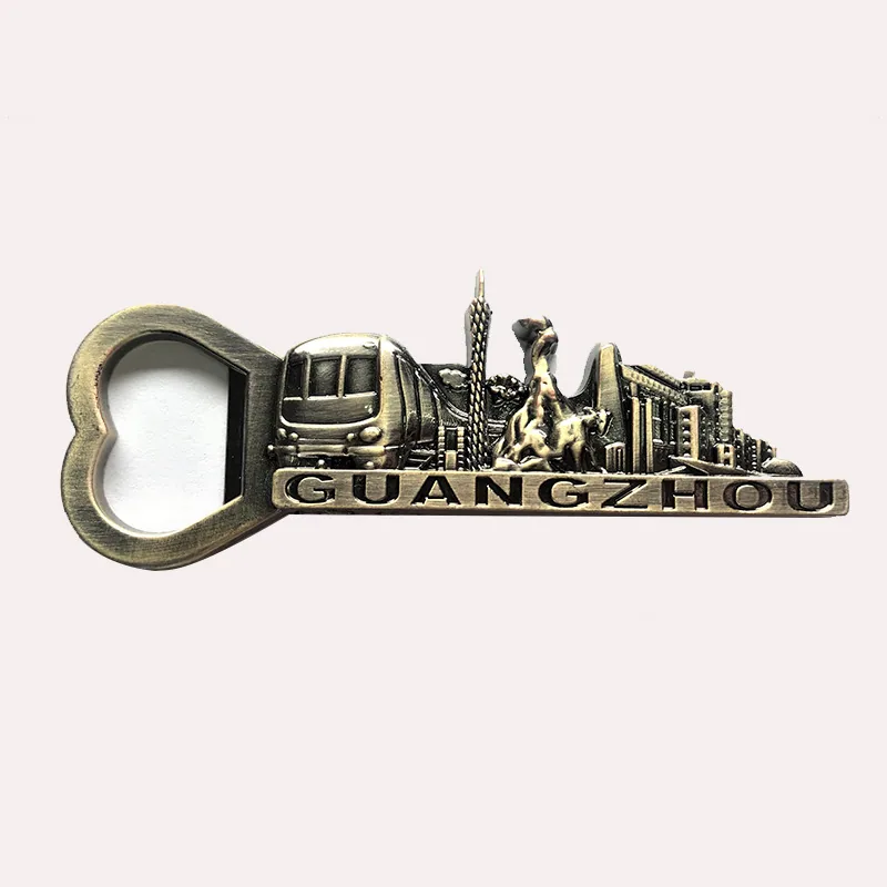 Zinc alloy corkscrew canton tower tourist souvenir foil embossed metal refrigerator magnet magnetic sticker gift gift 3
