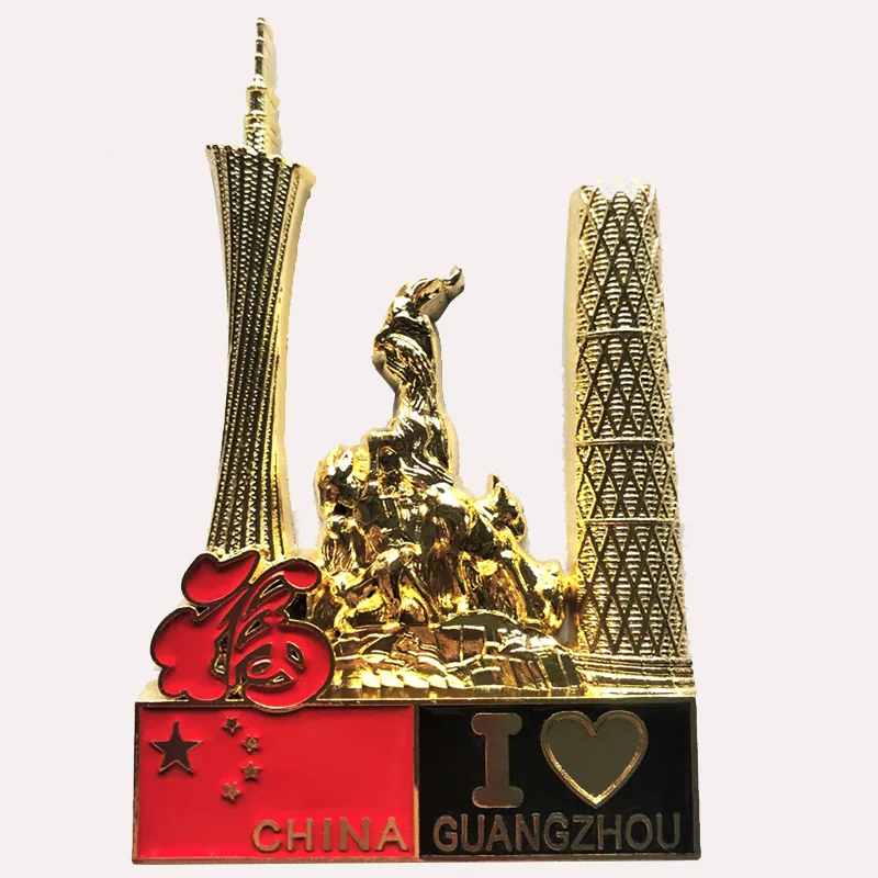 Zinc alloy corkscrew canton tower tourist souvenir foil embossed metal refrigerator magnet magnetic sticker gift gift 26