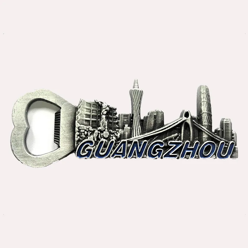 Zinc alloy corkscrew canton tower tourist souvenir foil embossed metal refrigerator magnet magnetic sticker gift gift 8