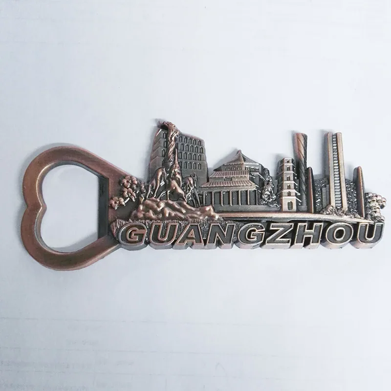 Zinc alloy corkscrew canton tower tourist souvenir foil embossed metal refrigerator magnet magnetic sticker gift gift 4