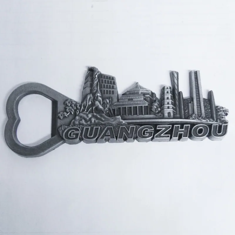 Zinc alloy corkscrew canton tower tourist souvenir foil embossed metal refrigerator magnet magnetic sticker gift gift 5