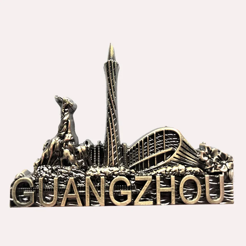 Zinc alloy corkscrew canton tower tourist souvenir foil embossed metal refrigerator magnet magnetic sticker gift gift 12