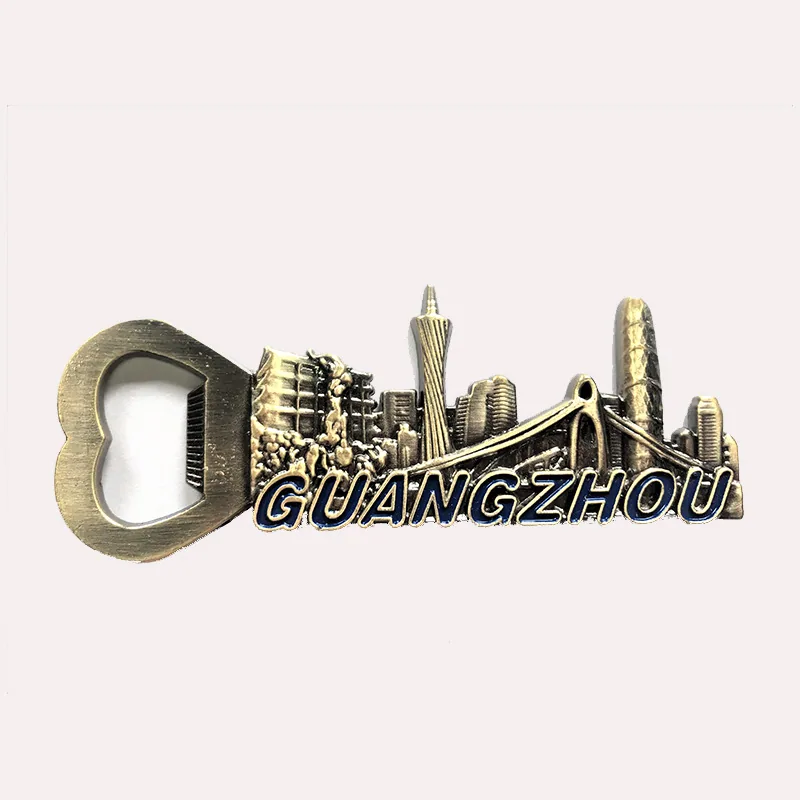 Zinc alloy corkscrew canton tower tourist souvenir foil embossed metal refrigerator magnet magnetic sticker gift gift 9