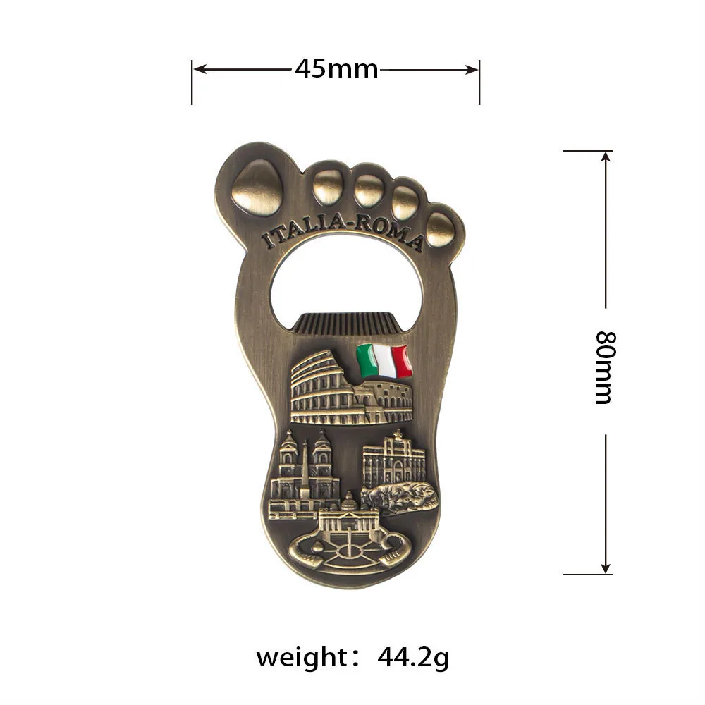 Wholesale Big Foot Refrigerator Magnet Bottle Opener Creative Vintage Metal Travel Souvenir Multifunctional Beer Can Opener