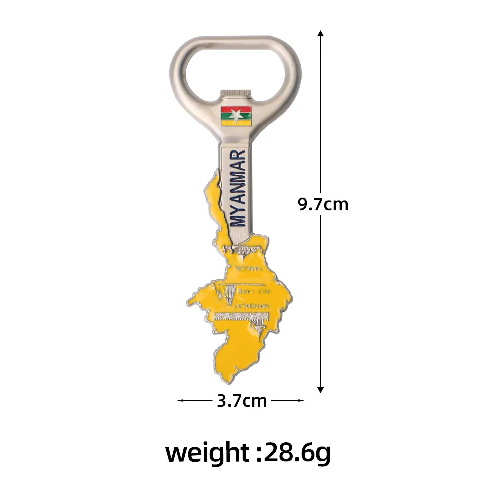Spot cross-border Thailand United States Myanmar refrigerator magnet corkscrew zinc alloy personalized travel commemorative gift 4