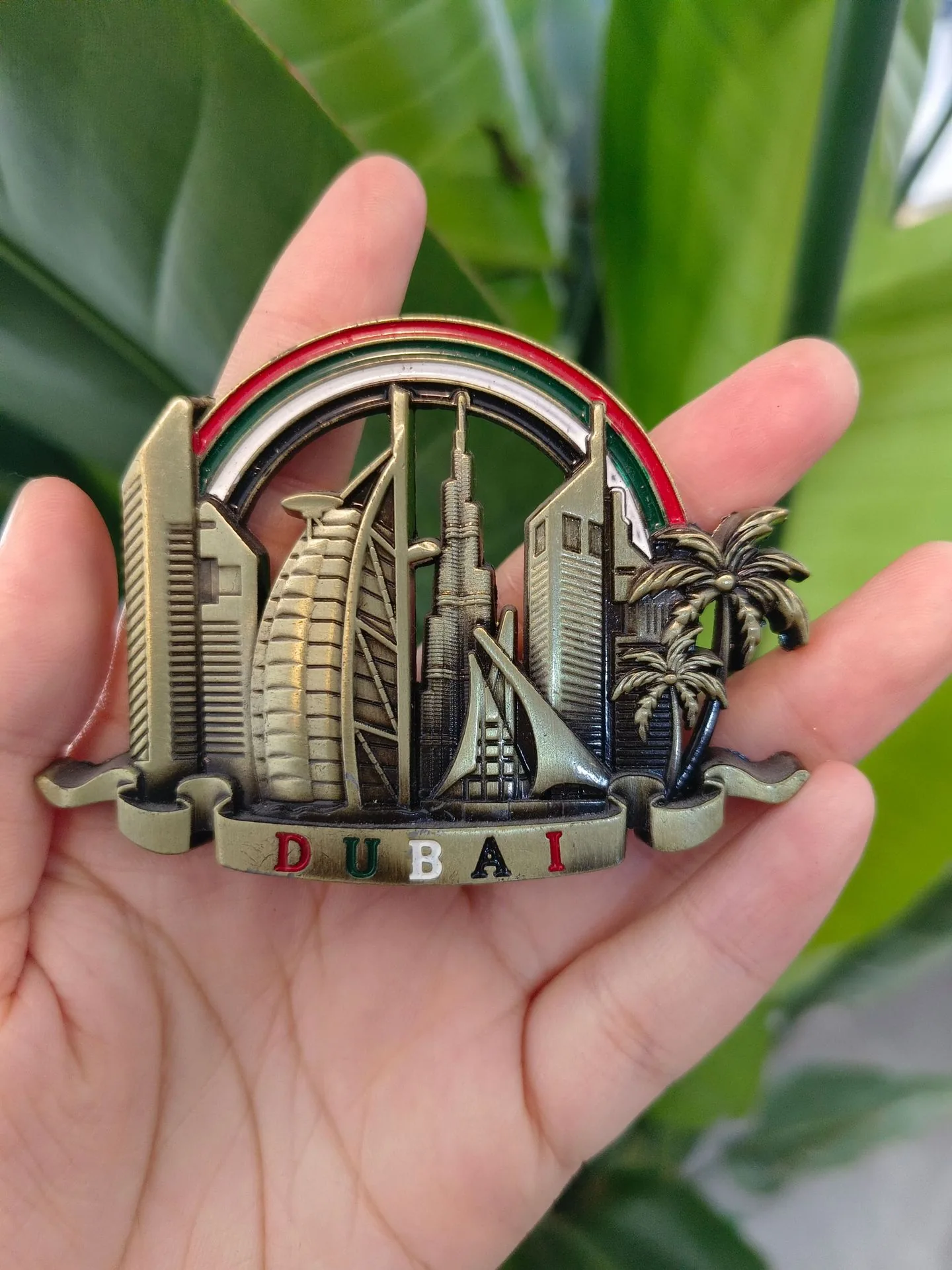 Metal fridge magnets custom creative sailing patterns Dubai architectural souvenirs drip glue magnetic fridge decoration sticker 10