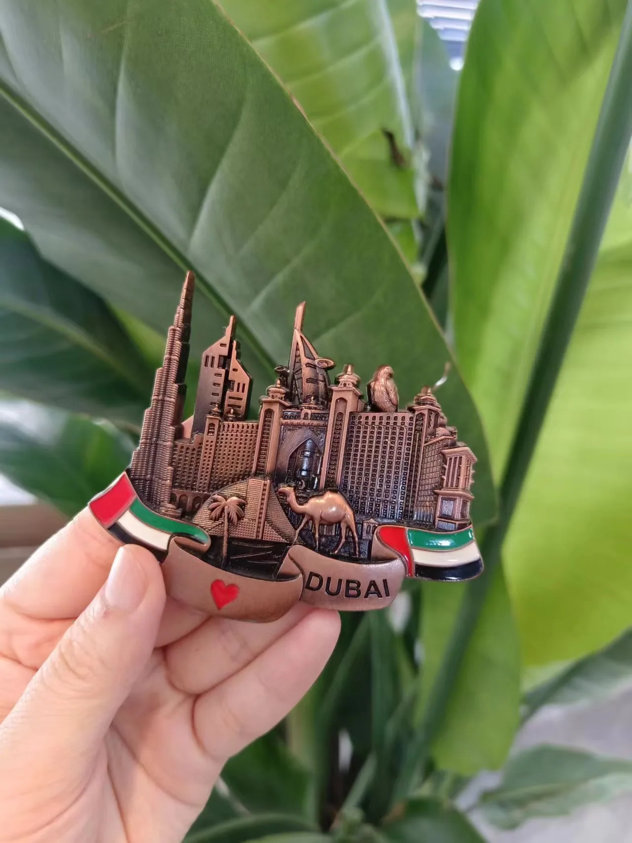 Metal fridge magnets custom creative sailing patterns Dubai architectural souvenirs drip glue magnetic fridge decoration sticker 9