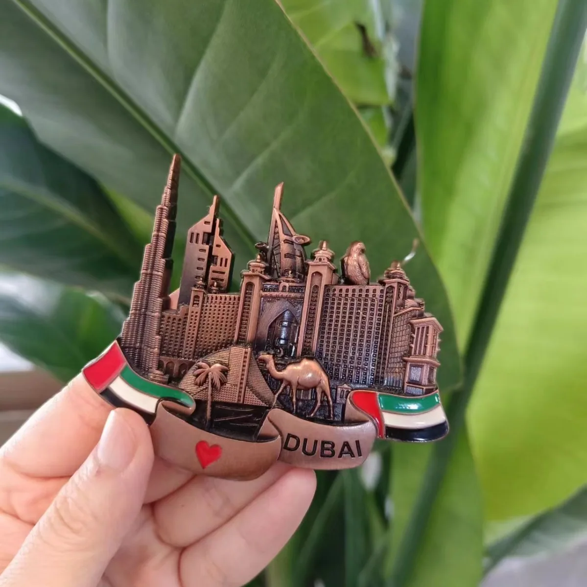 Metal fridge magnets custom creative sailing patterns Dubai architectural souvenirs drip glue magnetic fridge decoration sticker 4