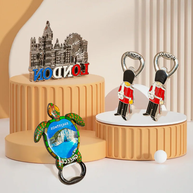 Custom Magnetic Metal Fridge Magnet Travel Souvenir Gift Creative Drip Glue Fridge Magnet Bottle Opener Ornaments 3