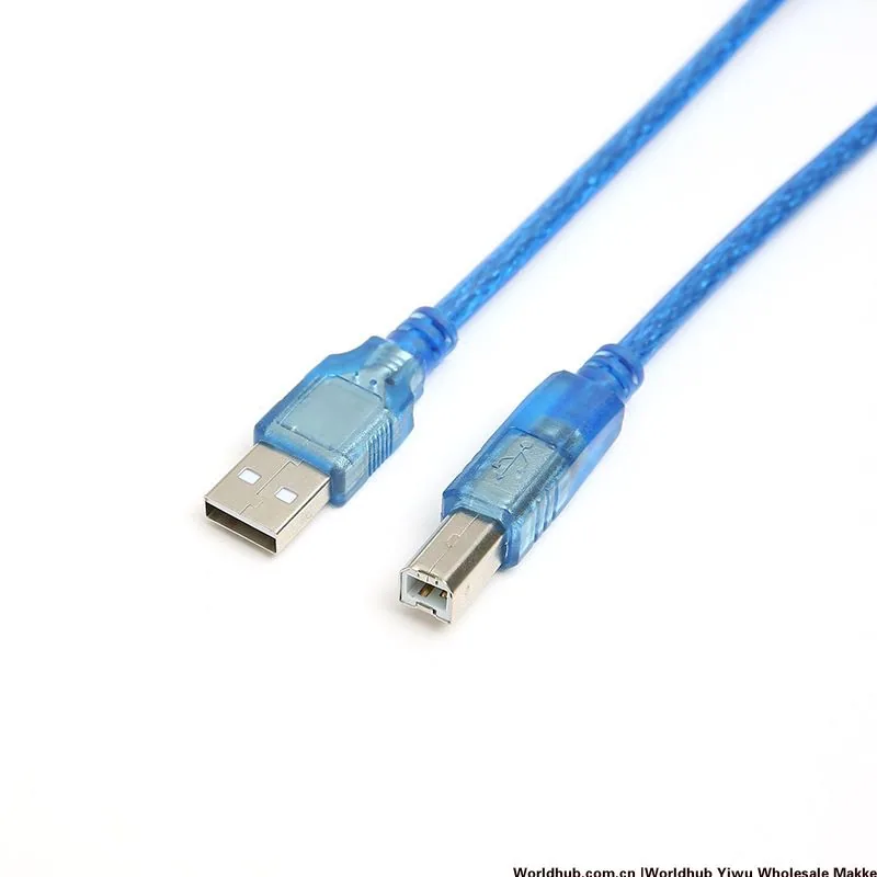 1.5m transparent blue square port USB2.0 printer cable, computer connection cable, data cable, full copper network cable