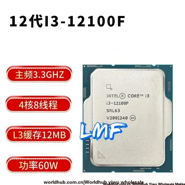 Intel INTEL12 Gen Core i3 12100F12100 คอมพิวเตอร์เดสก์ท็อป CPU สำหรับเมนบอร์ด H610