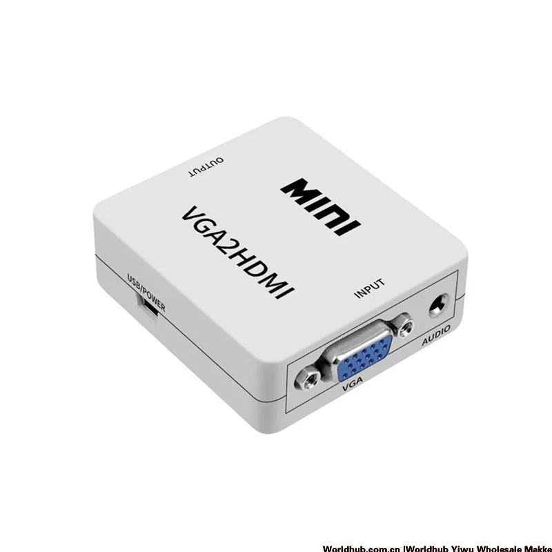 VGA to HDMI HD Video Converter VGA TO HDMI Small White Box Audio Adapter Cable 4K 1080P