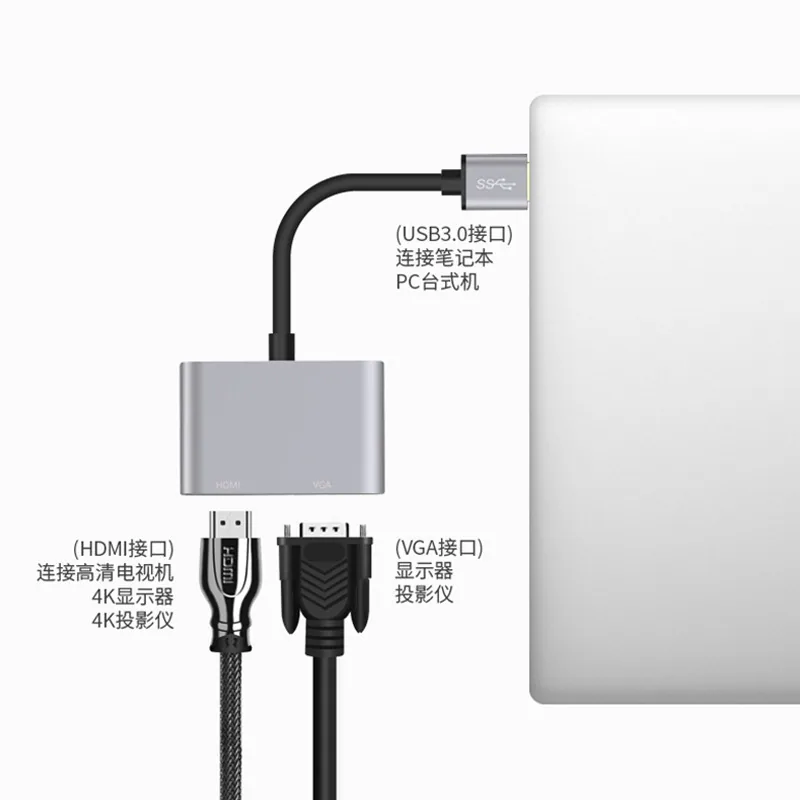 HD USB3.0 - HDMI+VGA 노트북 TV 모니터 usb - hdmi 1080P 연결 5