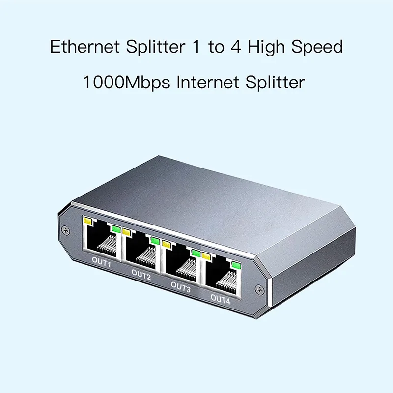 Répartiteur réseau Gigabit 1/4 prise répartiteur RJ45 carte réseau 1000mbps Ethernet Gigabit 4
