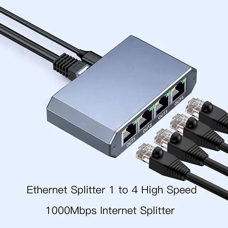Répartiteur réseau Gigabit 1/4 prise répartiteur RJ45 carte réseau 1000mbps Ethernet Gigabit 6