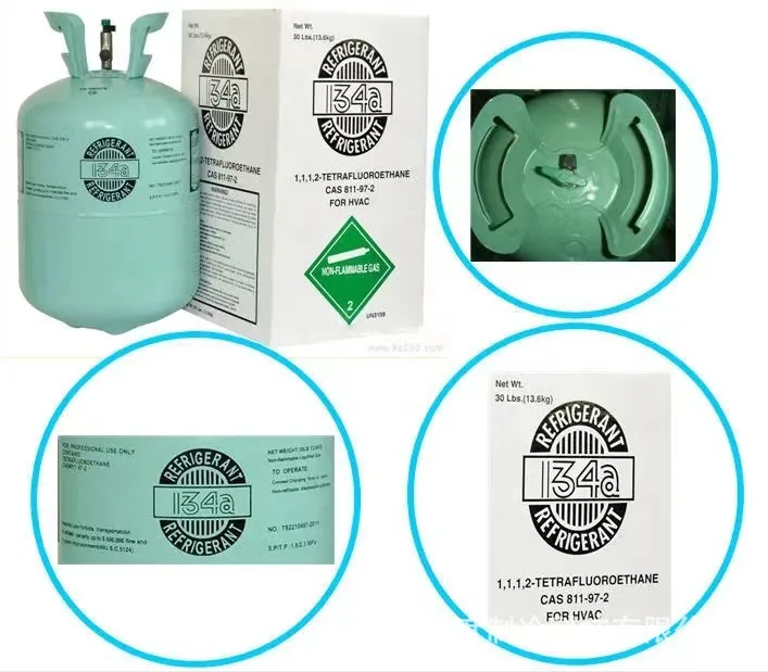 Factory direct sales R134A refrigerant neutral packaging net weight 13.6kg car air conditioner refrigerant freon 7