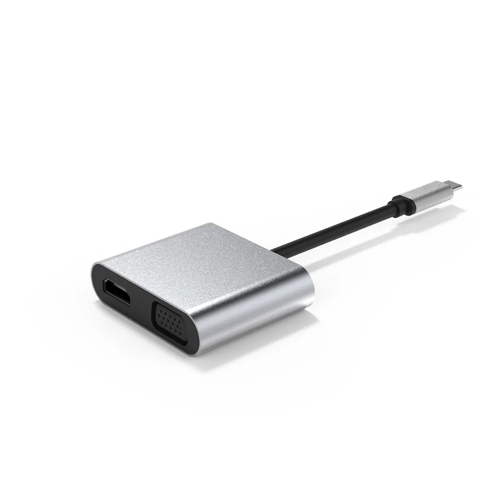 Type C 2-in-1 Adapter Cable Dual HDMI Type C to HDMI + VGA Adapter Cable 2-in-1 Hub
