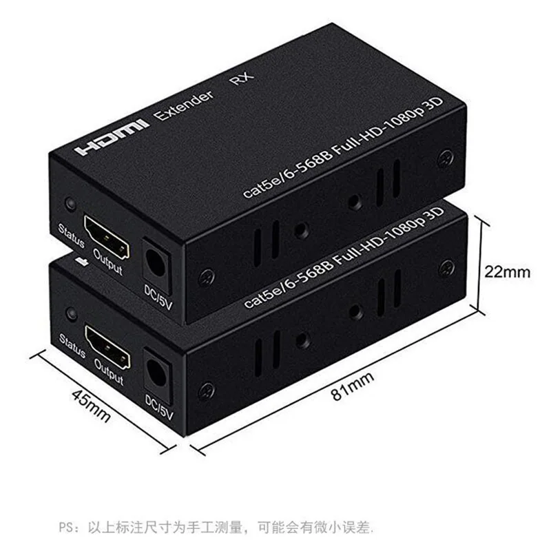 HDMI 익스텐더 단일 네트워크 케이블 60m-RJ45 네트워크 케이블 확장 전송 무손실 hdmi 신호 3D1080P 5