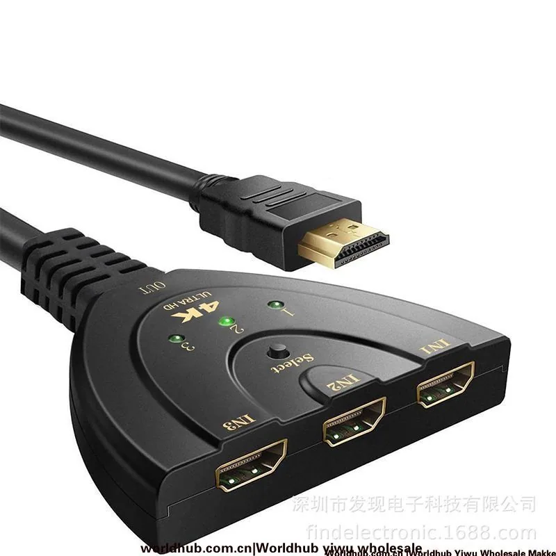 HDMI three cut one pig tail 4K2K hdmi switcher three in one out HD switcher laptop to TV