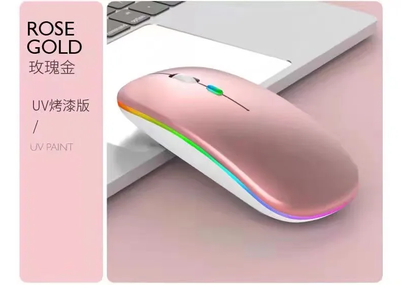 เมาส์บลูทูธไร้สายแบบชาร์จไฟได้บางเฉียบใหม่ 2.4G โทรศัพท์มือถือสองโหมด คอมพิวเตอร์ เงียบและมีสีสัน ขายตรง 3