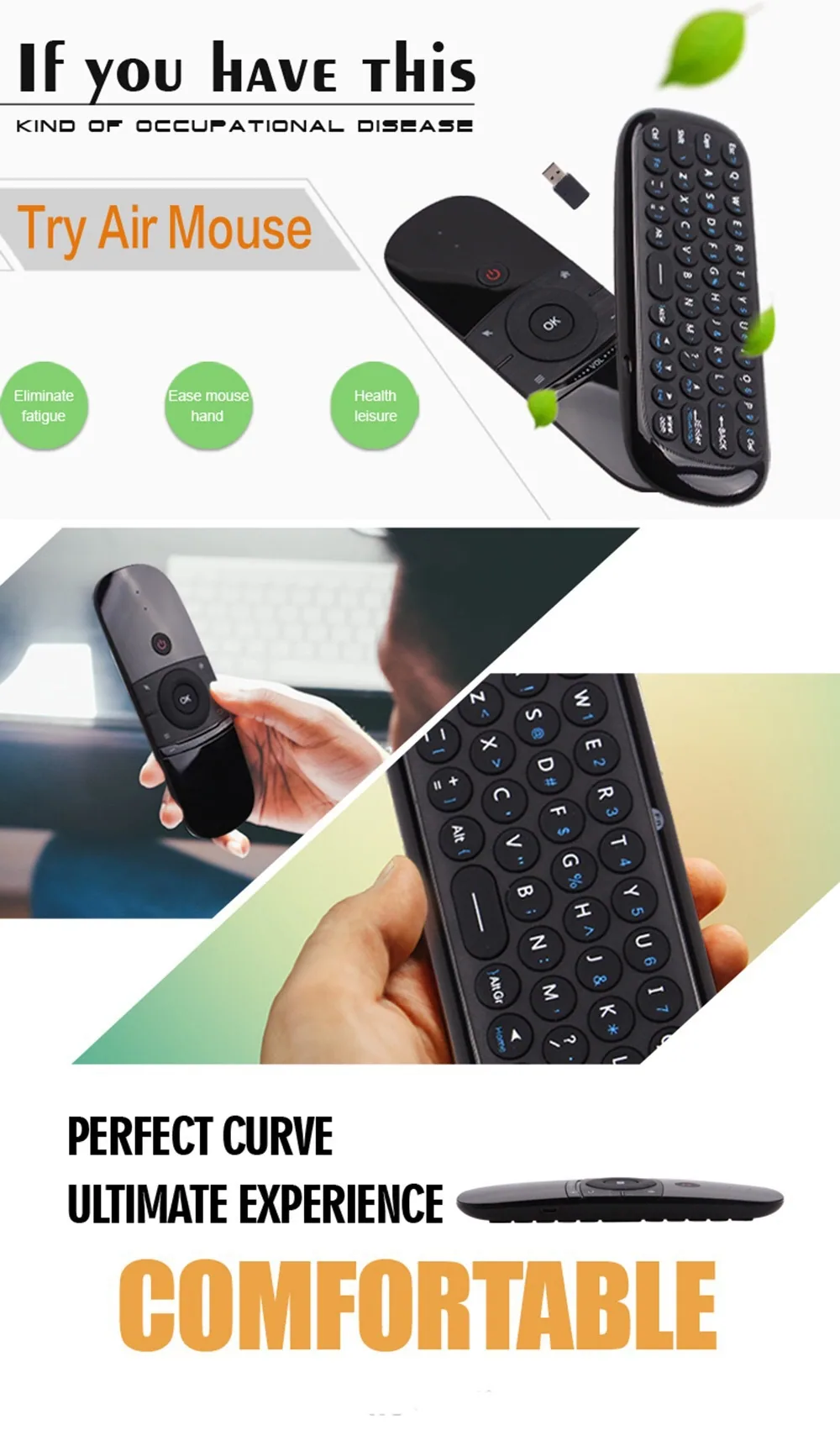 Air squirrel cross-border e-commerce Amazon W1 flying squirrel voice remote control mini keyboard TV-BOX with keyboard 9