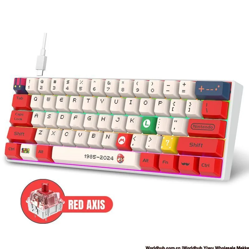 Stock de fábrica K98 teclado mecánico verdadero eje azul eje rojo con cable keycaps de sublimación de doble color por inyección para periféricos gaming 5