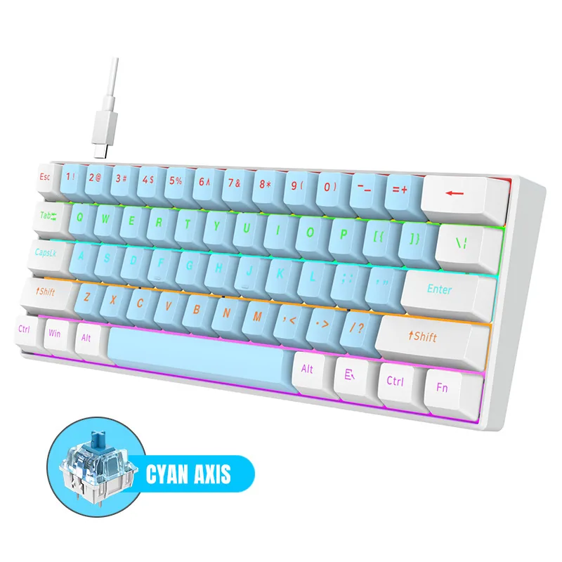 Stock de fábrica K98 teclado mecánico verdadero eje azul eje rojo con cable keycaps de sublimación de doble color por inyección para periféricos gaming 6