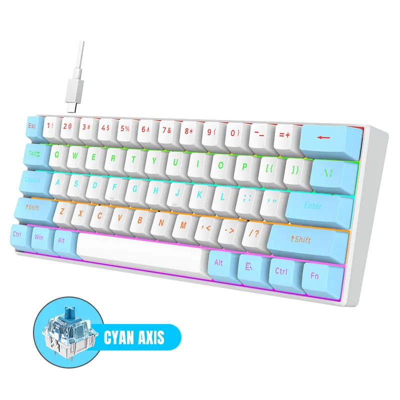 Stock de fábrica K98 teclado mecánico verdadero eje azul eje rojo con cable keycaps de sublimación de doble color por inyección para periféricos gaming 7