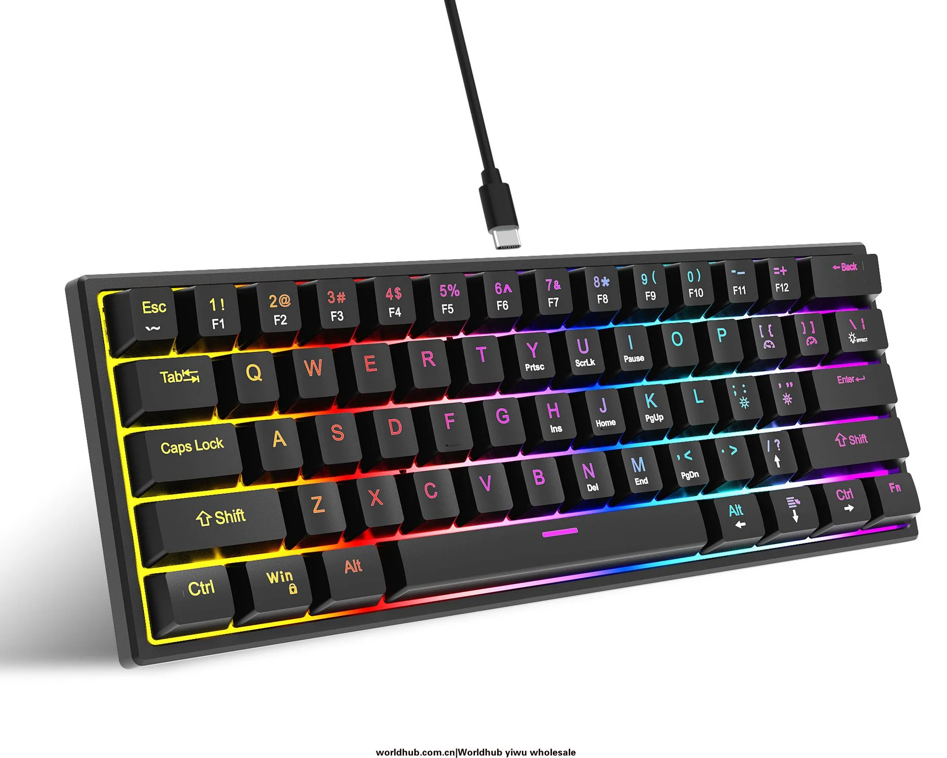 K61 key wired mechanical keyboard blue axis RGB gaming luminous notebook