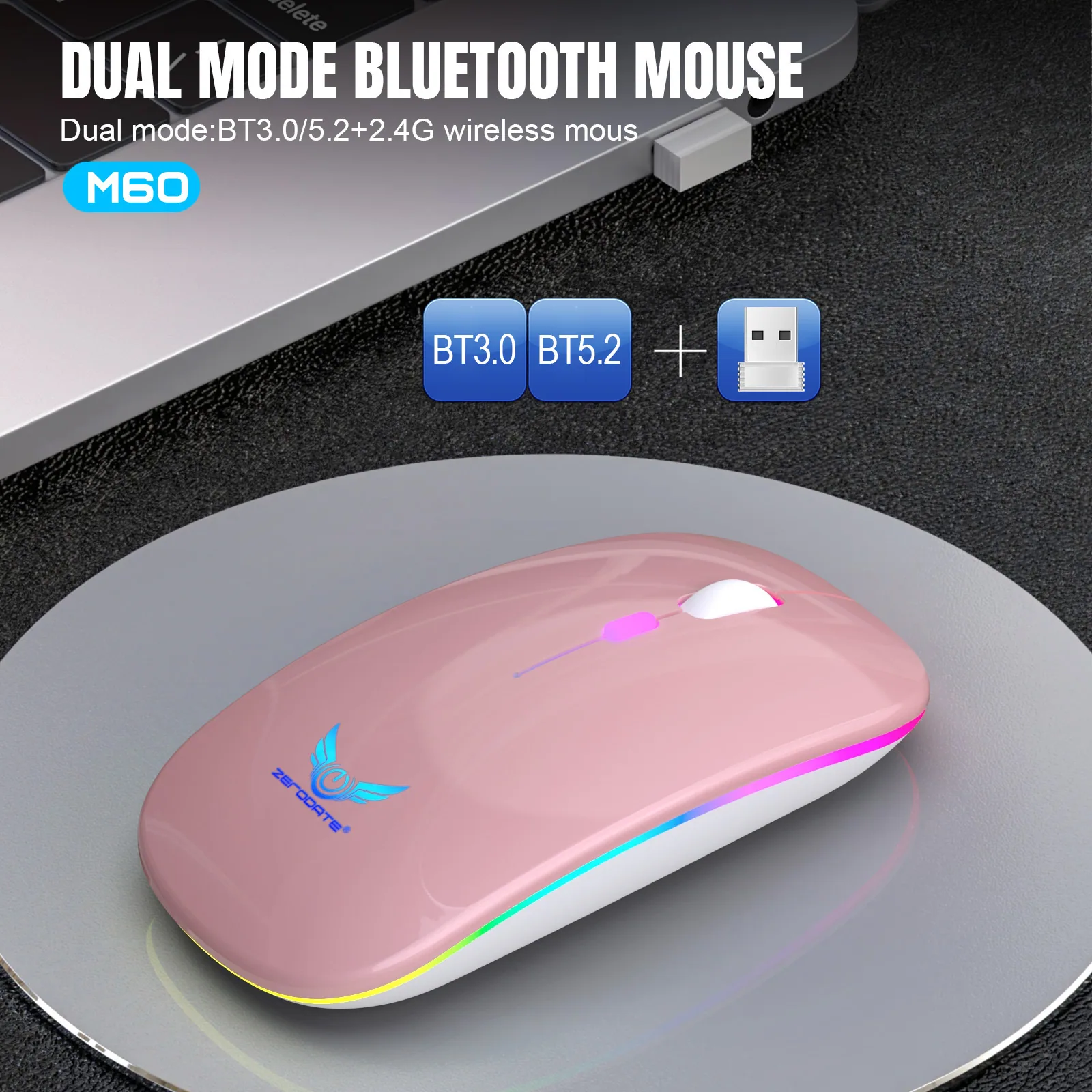 Bluetooth сымсыз тінтуір көзі Зауыттық іскери кеңсе жұқа және жеңіл дыбыссыз компьютер 2.4G зарядтау дыбыссыз сымсыз тінтуір 3