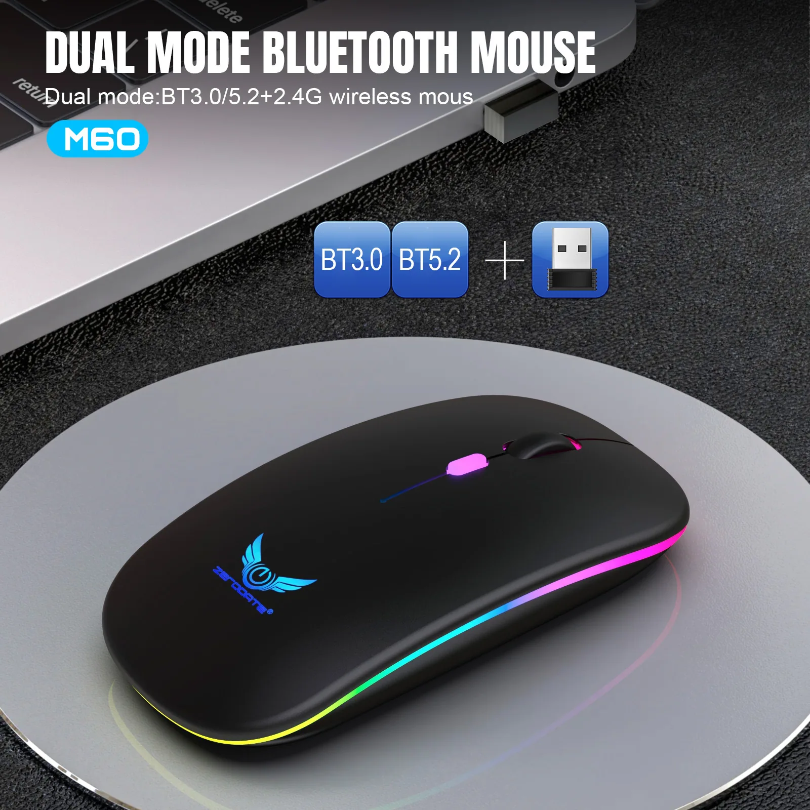 Bluetooth Wireless Mouse Source Factory Business Office Thin and Light Silent Computer 2.4G Charging Silent Wireless Mouse