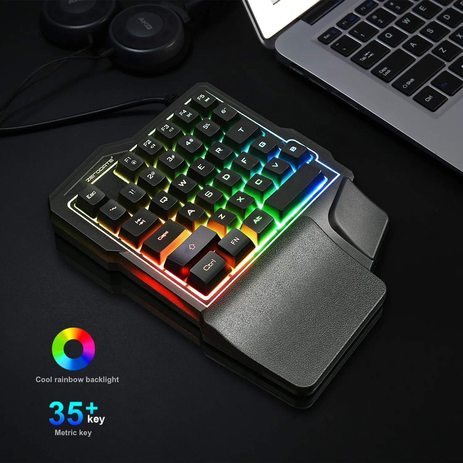 One-handed keyboard source factory mobile game equipment eating chicken throne mechanical feel wired colorful luminous gaming ke 6