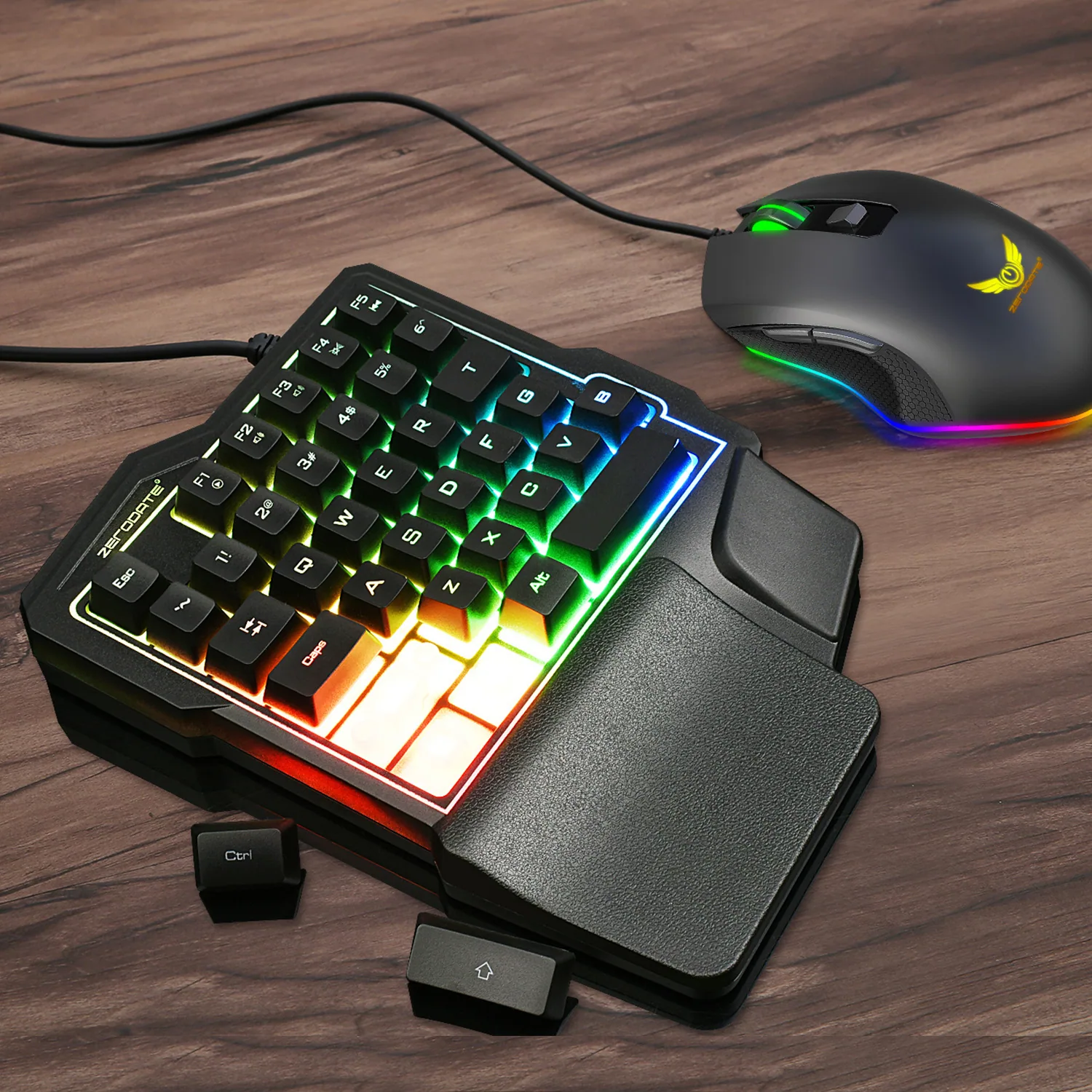 One-handed keyboard source factory mobile game equipment eating chicken throne mechanical feel wired colorful luminous gaming ke 23