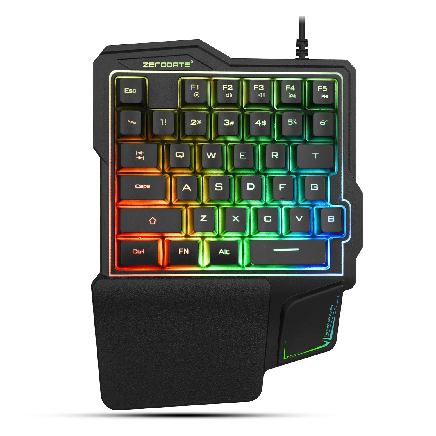 One-handed keyboard source factory mobile game equipment eating chicken throne mechanical feel wired colorful luminous gaming ke 19