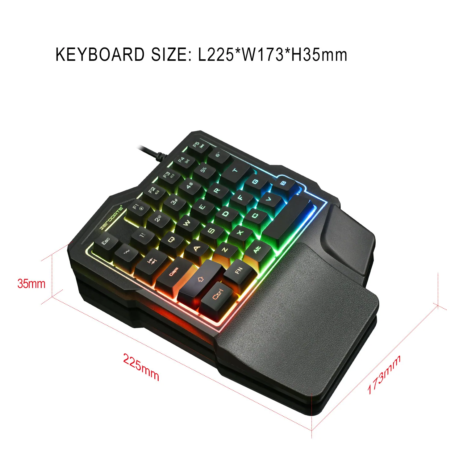 One-handed keyboard source factory mobile game equipment eating chicken throne mechanical feel wired colorful luminous gaming ke 9